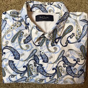 Paul‎ Smith Multi Paisley Printed Button Up 100% Cotton Slim Fit Men Shirt Sz M*